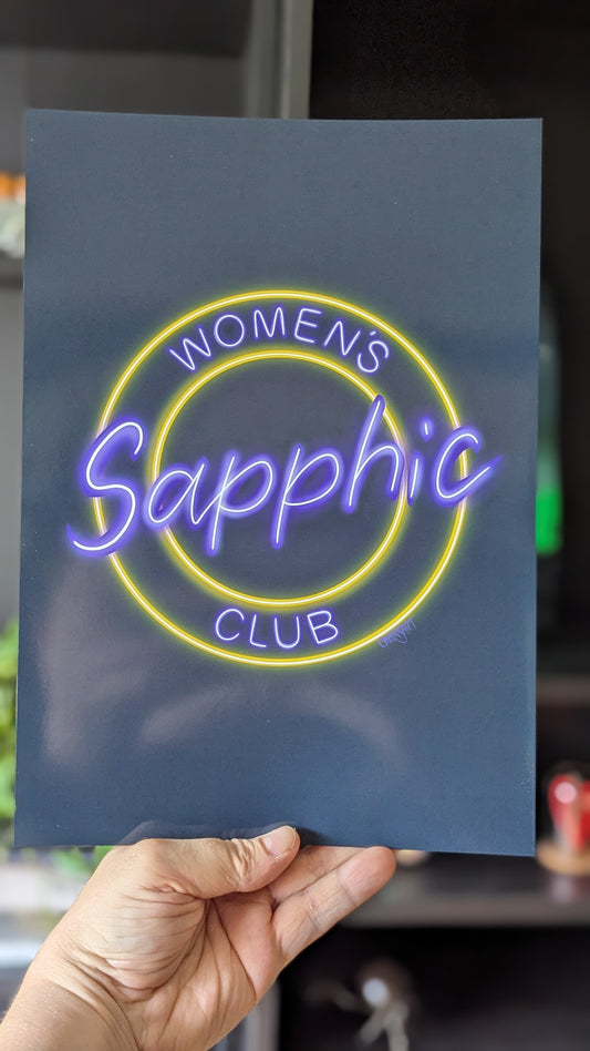 “Lesbian art wall decor in neon style”