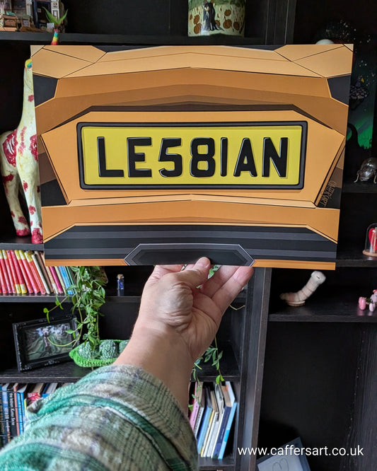 Lesbian Number plate Art Print