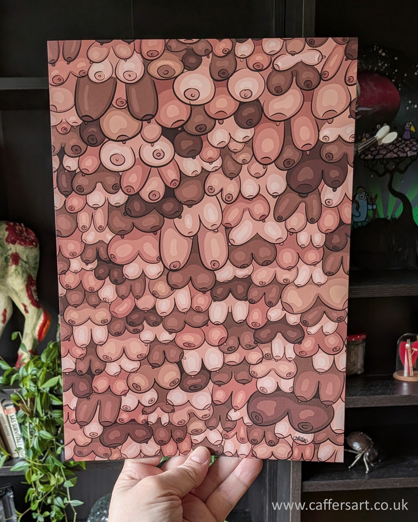 Lots of cartoon breasts of different skin tones overlapping each other